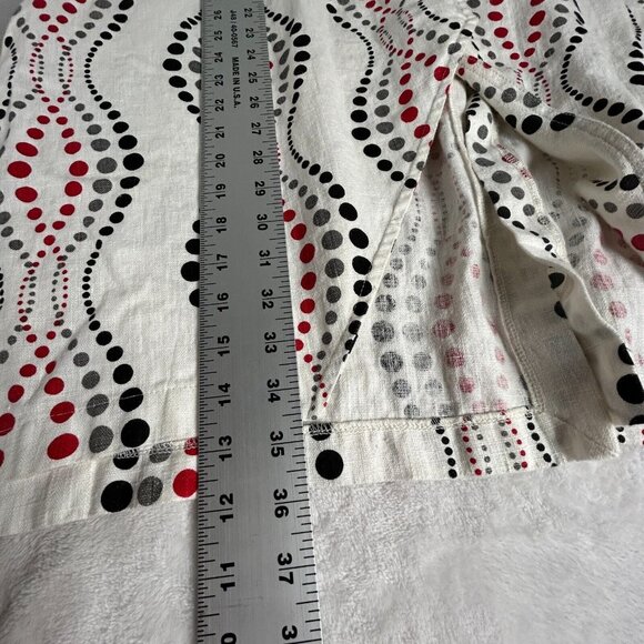 M Square Womens Tunic Top Linen Long Sleeve Button Down Asymmetric Dots One Size - Picture 10 of 10
